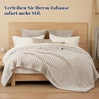 PHF Kuscheldecke Flauschig 150x200cm – Weiche Fleecedecke in Eiche, Warme Wohndecke für Bett Sofa Couch, Kein Fusseln, Oeko-Tex Zertifiziert, Tagesdecke Überwurfdecke – Ansicht 4