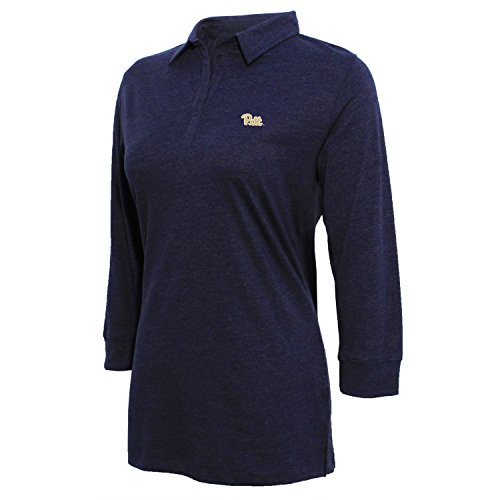 NCAA Pittsburgh Pantshers Women's Campus Specialties 3/4 Sleeve Jersey Polo, Heather Blue, X-Large