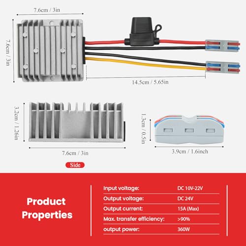 BEYIMEI DC/DC Boost Buck Converter 12V a 24V 15A 360W Step up Converter Module Waterproof Power Supp