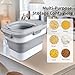 Komzon Rice Storage Container, Collapsible Airtight Food Storage Containers 6-20 Lbs, Rice Dispenser with Measuring Cup and Small Bin for Flour Cereal Pasta Grain, Cat Pet Dog Bird Food Container