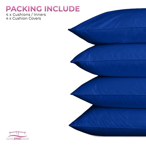 Home Sweet Home UK Outdoor Cushions Waterproof Filled 4 Pack 45x45cm With Invisible Zippered Outdoor Garden Cushions Waterproof 18"x18" With Cushion Covers For Living Room Garden Sofa Bedroom
