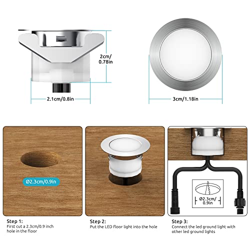 Jirvy Led Deck Lights Kit 10Pcs Φ 1.22" Rgbw Low Voltage Wireless Smart Phone Control Compatible With Alexa Google Home, Recessed Ip67 Waterproof For Landscape Lighting, Stair Decor, Step Inground #TOP6