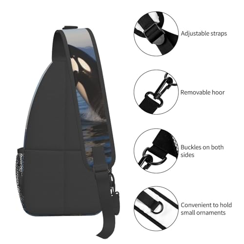 Mochila tipo Sling Crossbody Negra para Senderismo miniatura 4