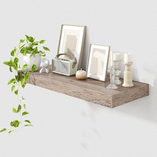 FLYJOE 30 Inch Floating Shelves, 12'' Deep Grey Shelves for Wall Set of 1