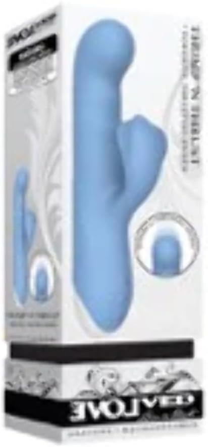 Evolved Love Is Back - Thump-'N Thrust Silicone Rechargeable Rabbit-Style Vibrator - Blue