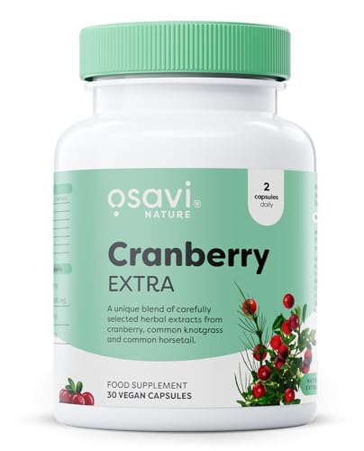Osavi Cranberry Extra – 30 Vegan Capsules | Extract from Cranberry (Vaccinium macrocarpon) Fruit | Standardised to 40% proanthocyanidins (PACs) | Enriched with Knotgrass and Common Horsetail extracts