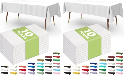 Image of Pureegg Plastic Table Cloth Disposable 54 x 72 Inch 20 Packs, White