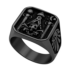 c: Square Masonic Ring-Black
