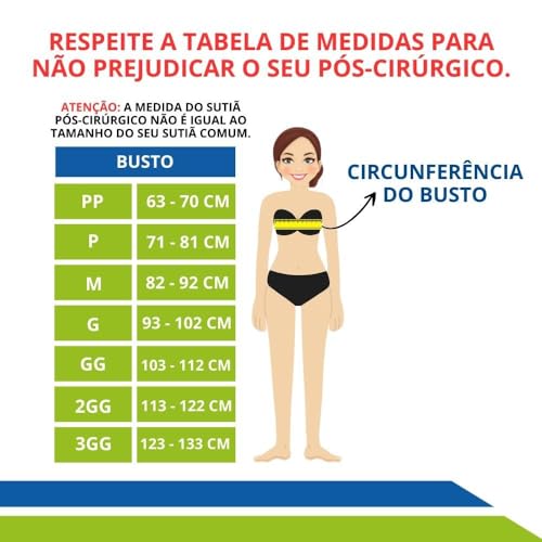 Sutiã Pós-Cirúrgico Longo com Base Reforçada Alça Regulável Renda Mamoplástia 60152 New Form (BR, Al