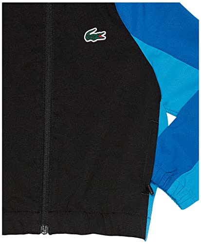 Lacoste Boy's 2-Piece Taffeta Tracksuit With Full-Zip High-Collar Hoodie & Adjustable Waist Sweatpants, Black/Kingdom-Fiji-Lima, 10 Years #TOP3
