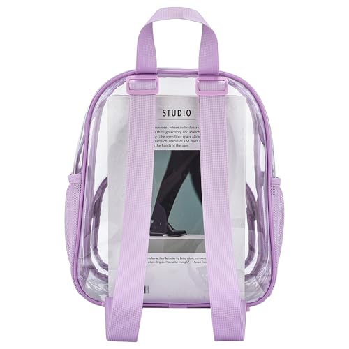 Image of Busiuw Clear Backpack for Stadium Events 12x12x6 with Front Pocket for Concert Sport Fashion Women Backpack Events Work Travel(Light purple)