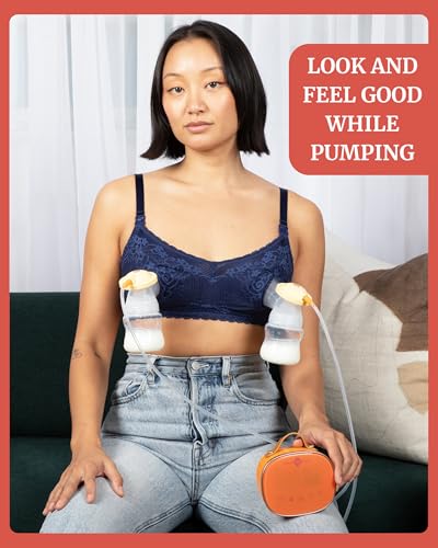 IDAHO JONES Hands Free Pumping and Nursing Bras for Breastfeeding and Pumping | Compatible with Spectra and Medela | Easy Secure Flange Attachment | Nursing and Pumping Bra | Navy | XL | Aine - Thumbnail 7