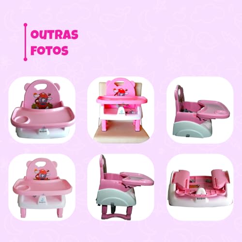 Cadeirinha Alimentação Refeição Bebe Portátil Dobrável Compacta Baixa Infantil (ROSA)