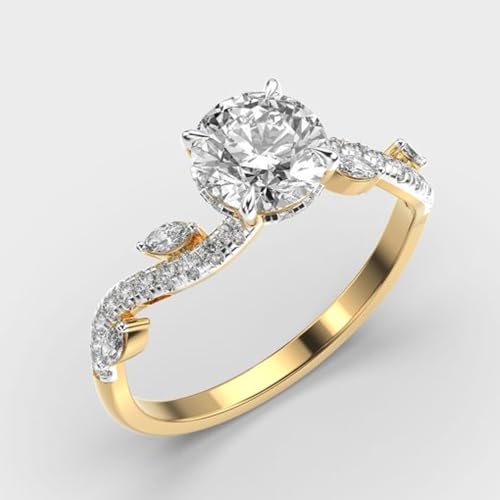 Bague Serapha Star Eternity moissanite marquise ronde argent plaqué or - 2