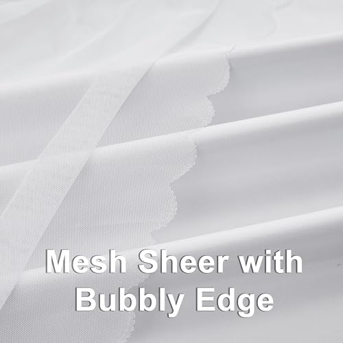 Image of Bujasso White Full Blackout Curtains with Sheer Overlay Double Layer 54x63L