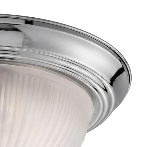 Licht-Erlebnisse Deckenlampe Glas Metall in Chrom IP44 Bad Küche Esszimmer L:29 cm E14 bis 60 W rund 2-flammig stilvoll Vintage Design Deckenleuchte Badezimmer