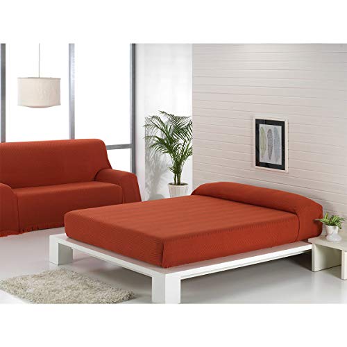 MERCURY TEXTIL- Colcha Multiusos Sofa,Manta Foulard,Plaid para Cama,Cubresofa Cubrecama,jarapas,Comoda Practica y Suave. Poliester Algodón (230 x 260cm, Espiga Naranja Granate) - imagen 2