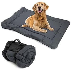 Pliable Tapis pour Chien Lit pour Chien Grand Moyen Portable Coussin pour Chien Chat Imperméable Grande Couverture de Voyage Extérieur pour Animaux de Compagnie Multifonction Matelas, 90×60 cm (Gris)