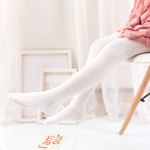 Image of EPEIUS Baby Girl Tights Thick Cable Knit Leggings Little Girls Cotton Stockings Pantyhose for Toddlers Child 2-10 Years
