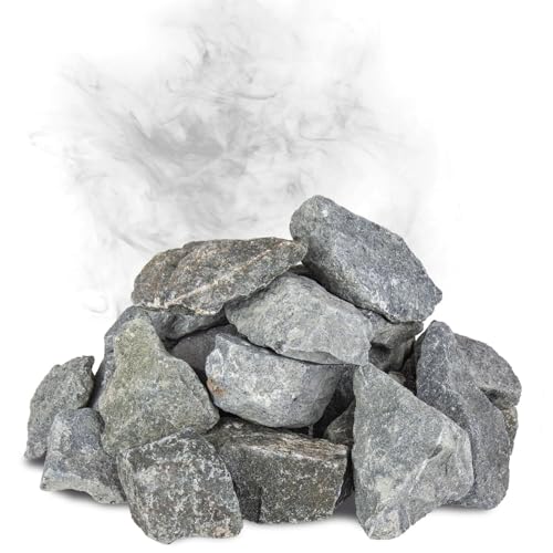 Flameup Diabas Saunasteine, 20 kg, 50-80 mm, vorgewaschene Aufgusssteine für Saunaofen, handverlesen, schadstofffreies Saunazubehör für alle Arten von Sauna