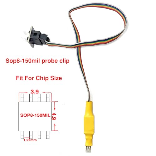 Image of SOP8 Clip150mil SOIC8 IC Test Probe Line for EEPROM 24 25 93 chip Circuit USB Programming for with Xgecu Programmer T76,T56,T48,EZP2019 EZP2023, RT809F,RT809H