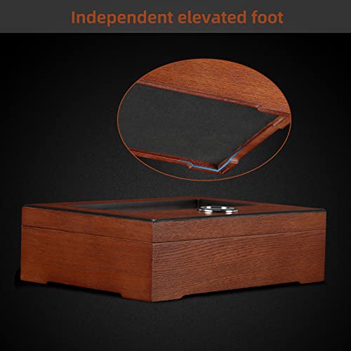 Tisfa Cigar Humidor, Glass Top Cigar Box With Hygrometer Humidifier And Divider, Desktop Cedar Wood Storage Case Holds 20-30 Cigars #TOP2
