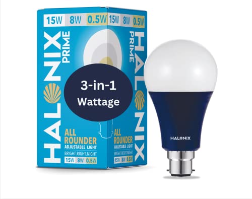 Halonix All Rounder Base B22D 15W,8W,0.5W Multi Wattage Adjustable Light Led Bulb (Pack Of 1, White & Yellow) view 1
