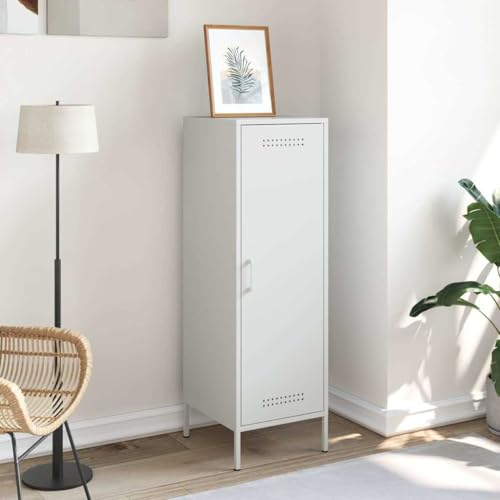 Highboard blanco 36x39x113 cm armario de acero con 3 compartimentos 4