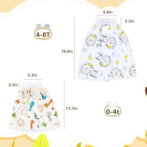 MooMoo Baby Diaper Skirts Absorbent Nighttime Potty Training Diaper Pants for Boys Girls Carrot 1-4T - 5