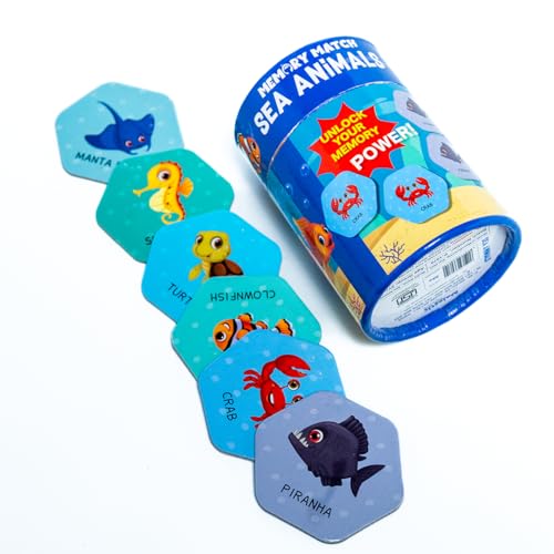 Image of THE BOOK TREE Memory Match Game: Sea Animals - 24 Durable Cards, 12 Ocean-Themed Pairs, Brain-Boosting Educational Game for Kids, Toddlers, and Families