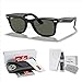 Ray-Ban RB2140 WAYFARER 901/58 54M Black/Crystal Lens Green Polarized Square Sunglasses For Men For Women (XX-LARGE) + BUNDLE with ACCESSORY EYEWEAR KIT