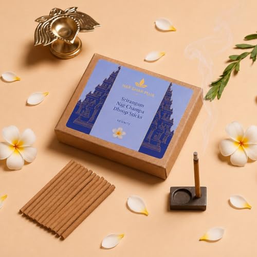 Image of Nag Champa Dhoop Sticks for Pooja | 9cm Long, 60 Dhoop Sticks | Natural & Toxin-Free Dhoop Batti | Long Lasting Home Fragrance | Low Smoke & Low Ash
