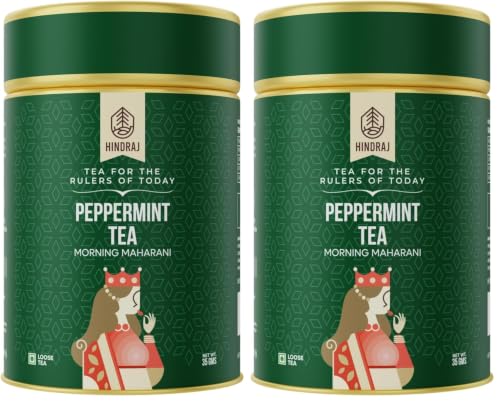 Image of Hindra Peppermint Herbal Loose Tea 35 g Organic, Digestive Aid, No Added Sugar, Stress Relieving & Rejuvenating Refreshing & Rejuvenating, Metabolism Support (Pack of 2)