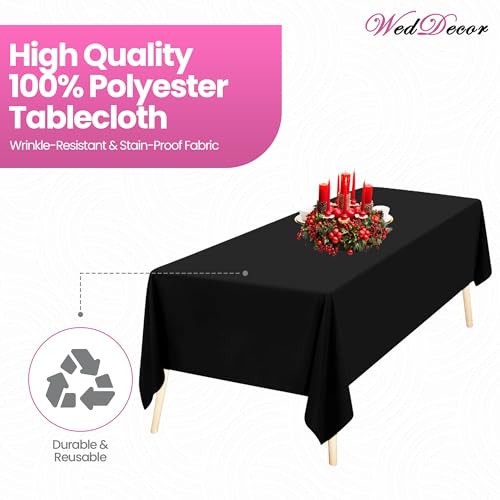 Nappe rectangulaire blanche en coton polyester résistante aux taches pour grand dîner - 5