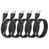 Smays 5-Pack DC 5V Power Cord, USB to DC 3.5mm x 1.35mm Round Barrel Plug Charging Cable 5 ft Black