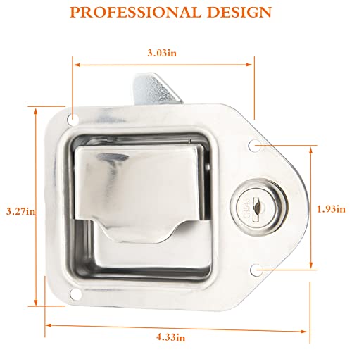 Asdfght Truck Tool Box Lock Handle-Tool Box Replacement Latch-Stainless Steel Truck Tool Box Latch Paddle Lock Replacement Handle 4-3/8In X 3-1/4In (Collocation Two Keys) #TOP5