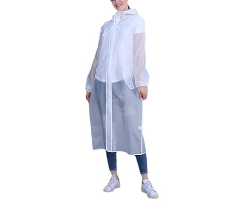 Adult Waterproof EVA Hooded Raincoat, Black, White, Multiple Sizes