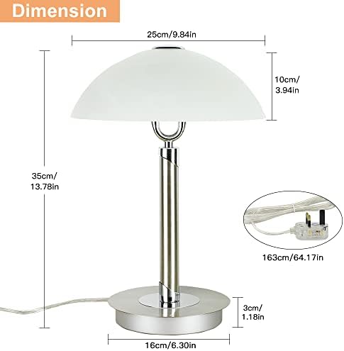 Depuley Touch Control Bedside Lamp 4W LED Table Lamp with Patterned Glass Lampshade,Modern Eye-Caring Bedside Reading Lamp,Desk Lamp for Living Room,Bedroom,Office,Reading,Studying(2*E14 Bulbs incl)