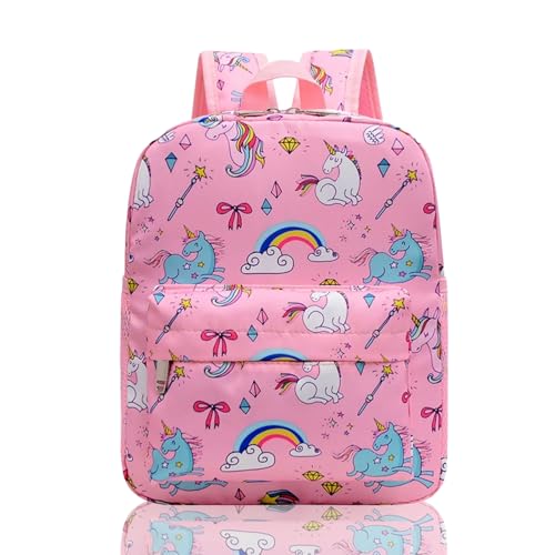 Satiskid Mädchenrucksack, Schultasche für Mädchen, süßer Einhornrucksack, Kleinkindrucksack, Kindergarten-Schultasche, lässiger Tagesrucksack für Kinder (Rosa)