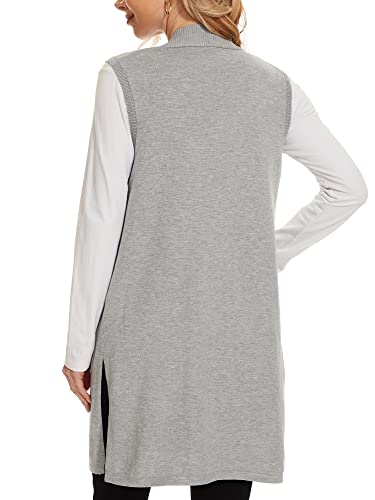Beautiful Nomad Sleeveless Cardigans for Women Long Sweater Vest Jacket Ribbed Outerwear Coat with Pockets2