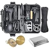 サバイバルギアキットEDCサバイバルツール EDC サバイバルキット 緊急時のサバイバルギア 応急処置キット MOLLEシステムに対応 アウトドアサバイバルギア 非常用品 ブラックのトラウマバッグ付き キャンプ/ボート/狩猟/ハイキング/冒険に 男性へのプレゼントに最適 (WCP-15745A-D)