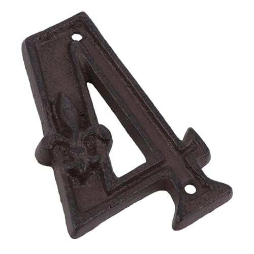 LIFKICH Retro Cast Iron Door Number 4 House Number Plaque Vintage Style Metal Home Address for Apartment Gate Mailbox