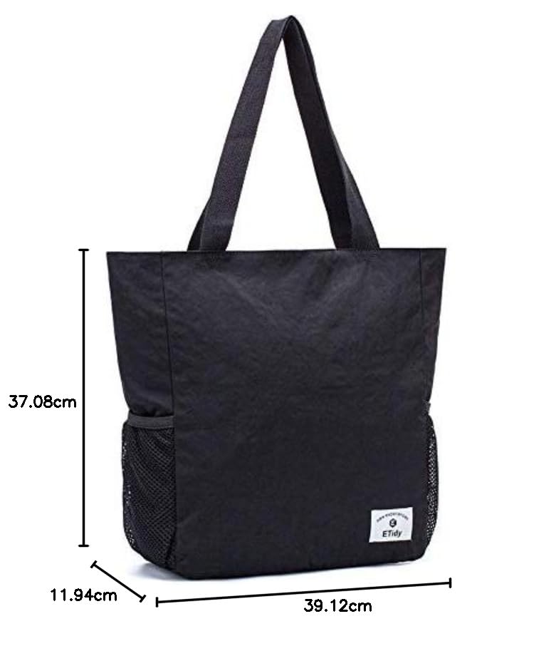 Image of ETidy Large Capacity Foldable Tote Bag With Zipper Waterproof Sandproof Women Beach Bag Handbag Gym Bag Travel Shopping Bag