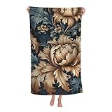 Qualité : serviette de plage à motif damassé, fabriquée en microfibre, absorbante, douce et confortable, séchage rapide, peut protéger efficacement votre peau.