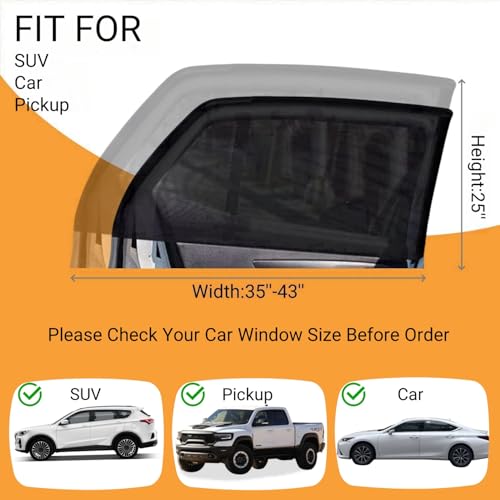 2Packs Universal Car Window Screen for Rear Window 25\"(H) X43(W), Elastic Mesh Sun Shde Car Camping Window Cover, Fit for Most Cars Large SUVs, Truck, Pickup - Thumbnail 4