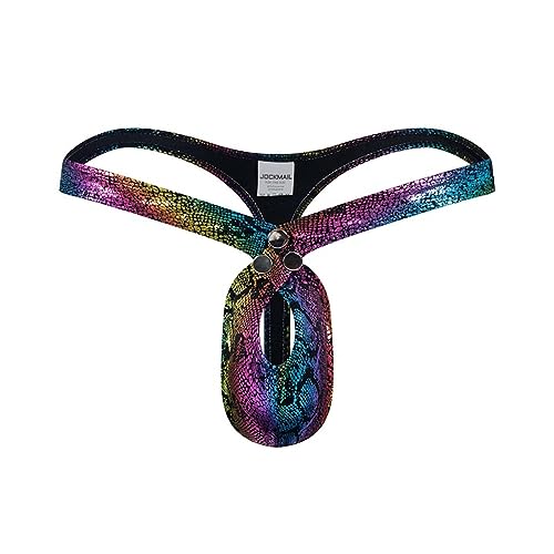 JOCKMAIL Mens Elastic Shoulder Harness with Mens Snake Print T-Back Thong Set for Sports and Fitness 5