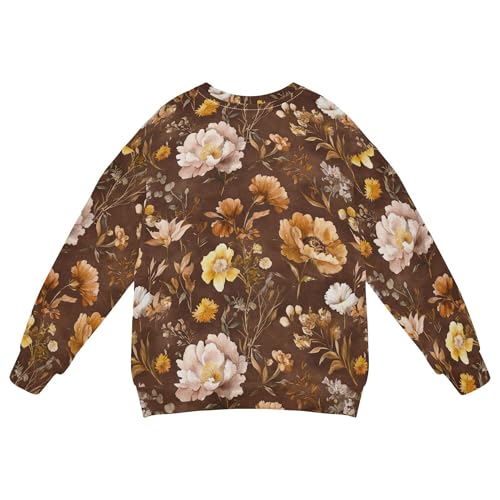 JUNZAN Autumn Flowers Carnation Amaryllis Brown Big Boys Hooded Sweatshirt Crewneck Hoodie for Boys Athletic 4T2