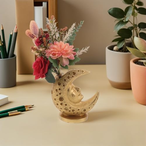healvian ゴールド樹脂製月形の花瓶 中東風のホームデコレーションアクセサリー リビングルームやガーデンの装飾に最適長持ちしメンテナンス簡単なモダンなテーブルフラワーベース [5]