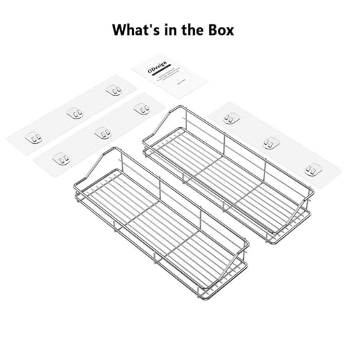 Oriware Adhesivo Estante Ducha Cesta Estanteria Organizador Baño Inodoro Cocina Sin Taladro SUS304 Acero Inoxidable - 2 Piezas