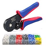 YMYP Ferrule Crimping Tool AWG 23-7 with 1900PCS Ferrules Kit, Hexagonal Crimper for End-Sleeves Terminal, Self-Adjusting Racheting Tool
